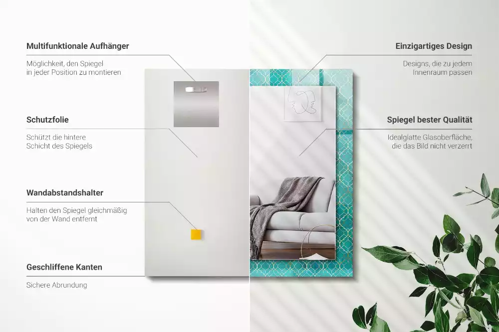 Bedrukte rechthoekige spiegel Groen geometrisch patroon