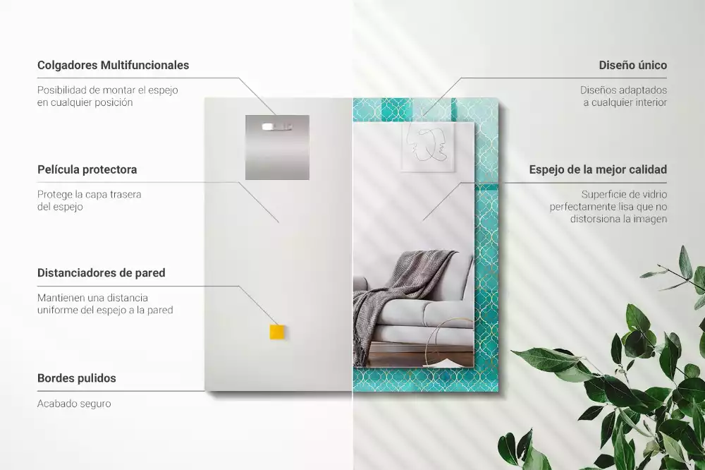 Bedrukte rechthoekige spiegel Groen geometrisch patroon