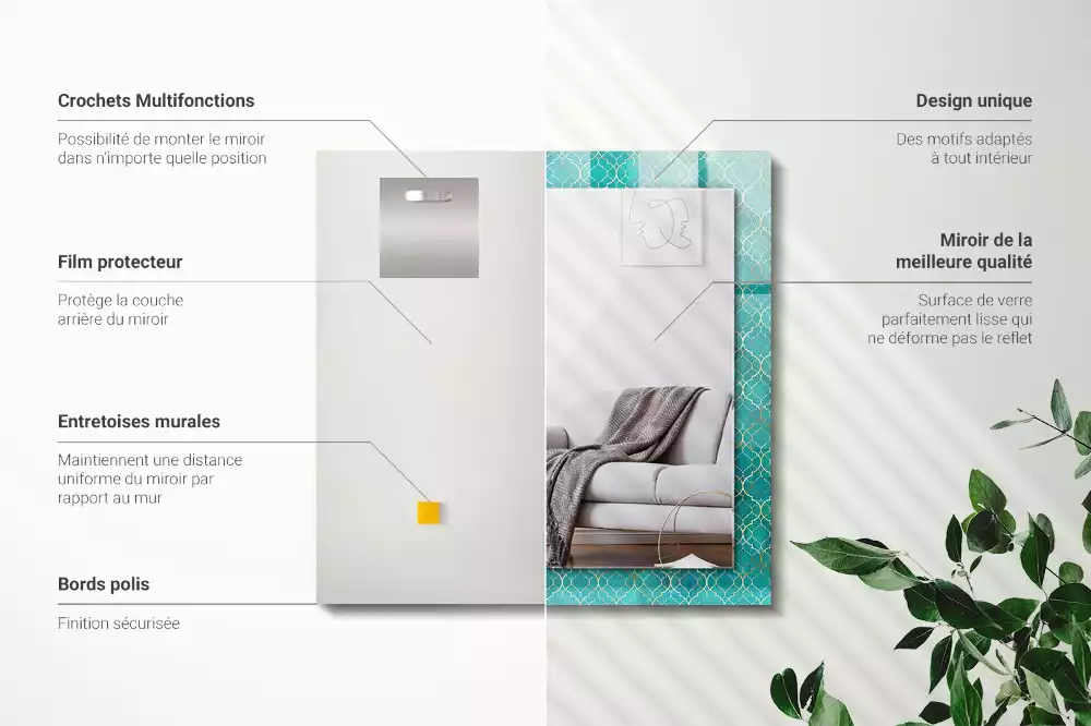 Bedrukte rechthoekige spiegel Groen geometrisch patroon