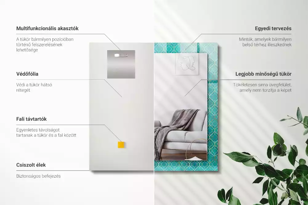 Bedrukte rechthoekige spiegel Groen geometrisch patroon