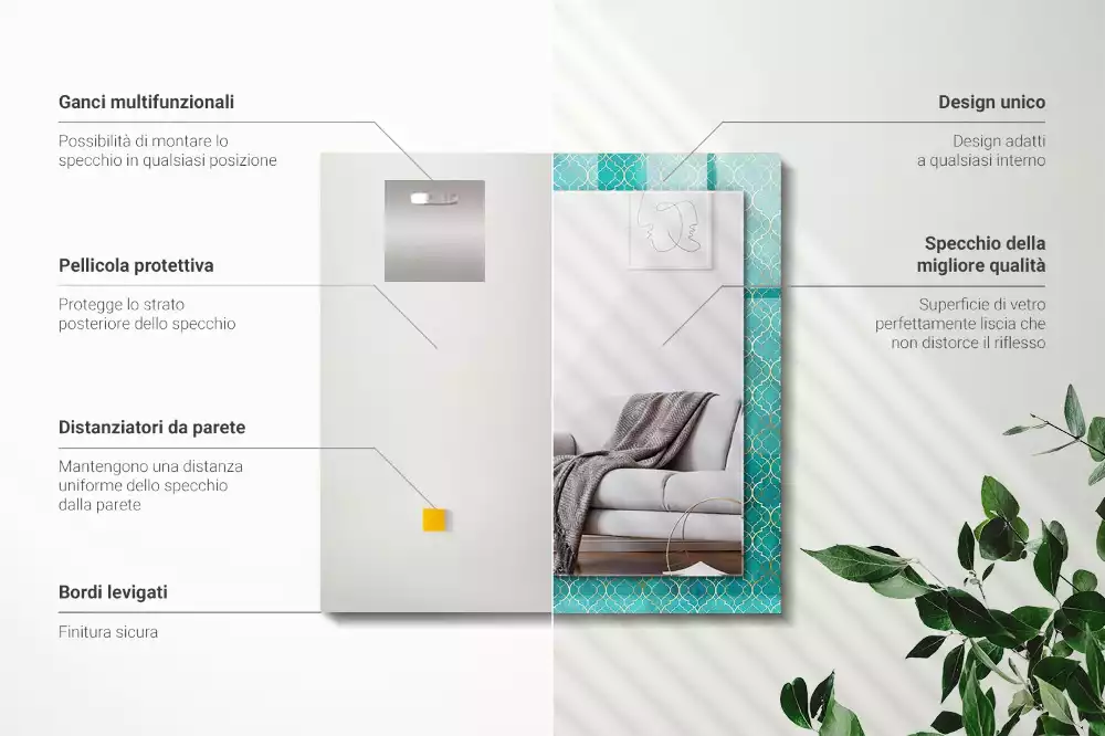 Bedrukte rechthoekige spiegel Groen geometrisch patroon