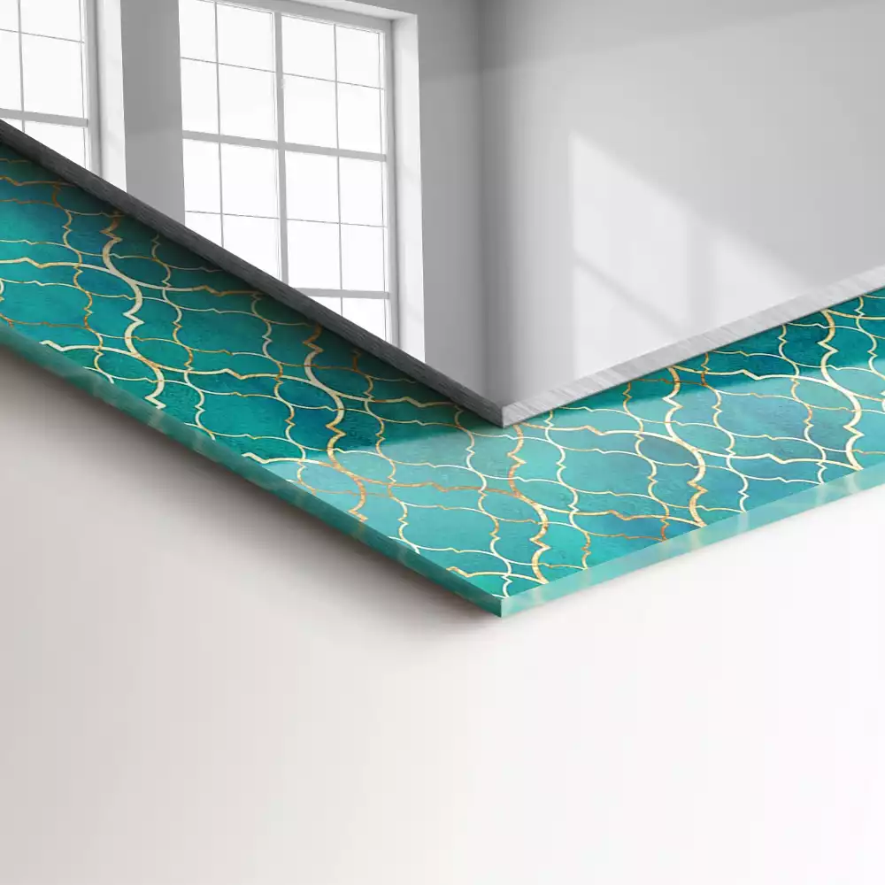Bedrukte rechthoekige spiegel Groen geometrisch patroon
