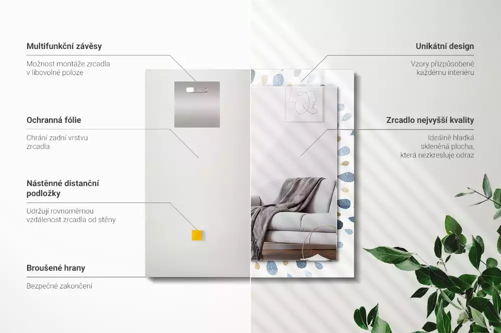 Rechthoekige spiegel met bedrukte lijst Abstract mandalapatroon