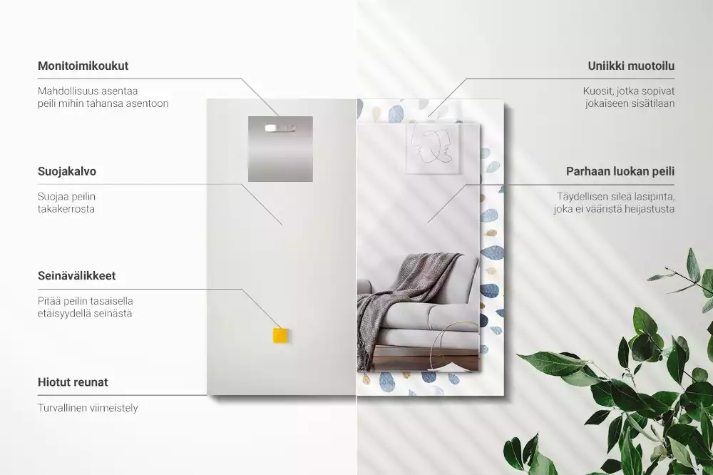 Rechthoekige spiegel met bedrukte lijst Abstract mandalapatroon