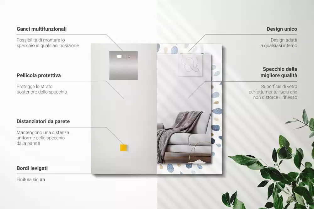 Rechthoekige spiegel met bedrukte lijst Abstract mandalapatroon