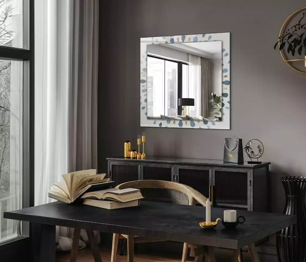 Rechthoekige spiegel met bedrukte lijst Abstract mandalapatroon