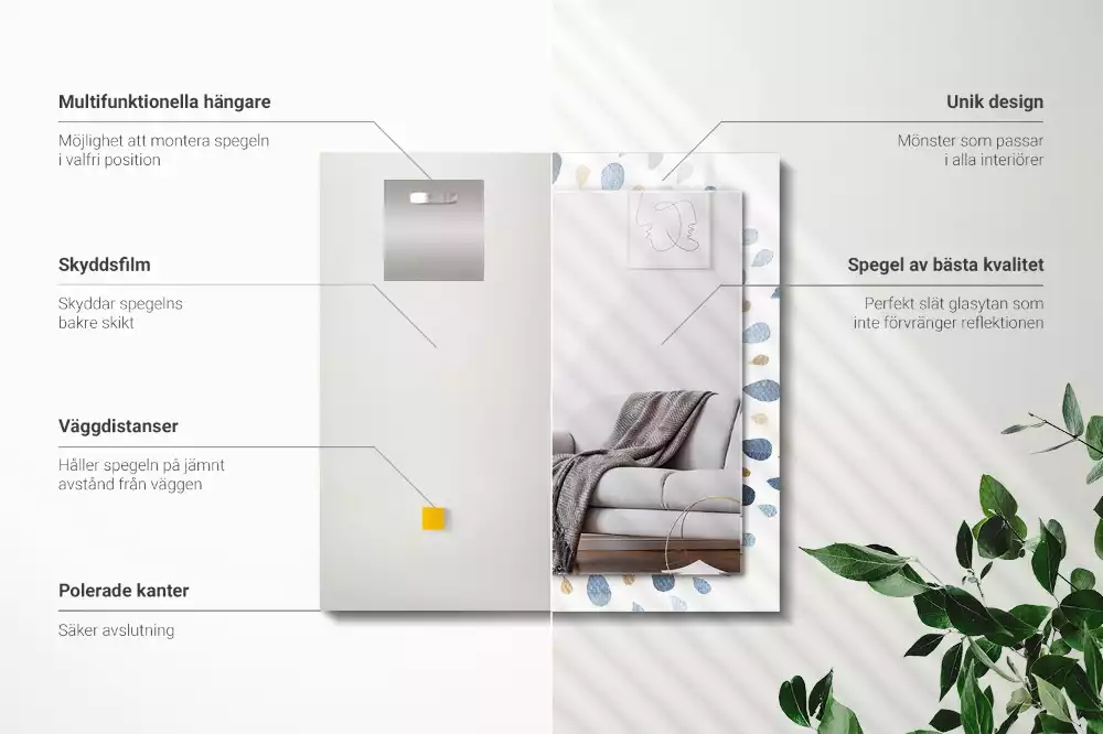 Rechthoekige spiegel met bedrukte lijst Abstract mandalapatroon