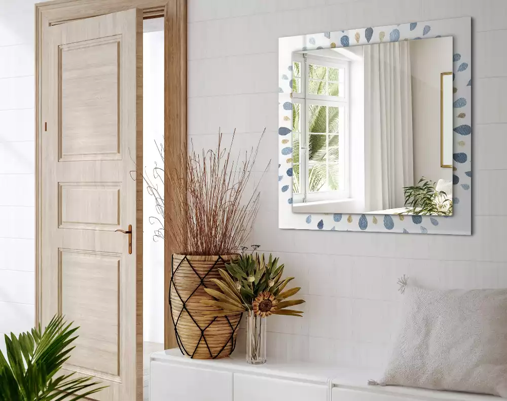 Rechthoekige spiegel met bedrukte lijst Abstract mandalapatroon