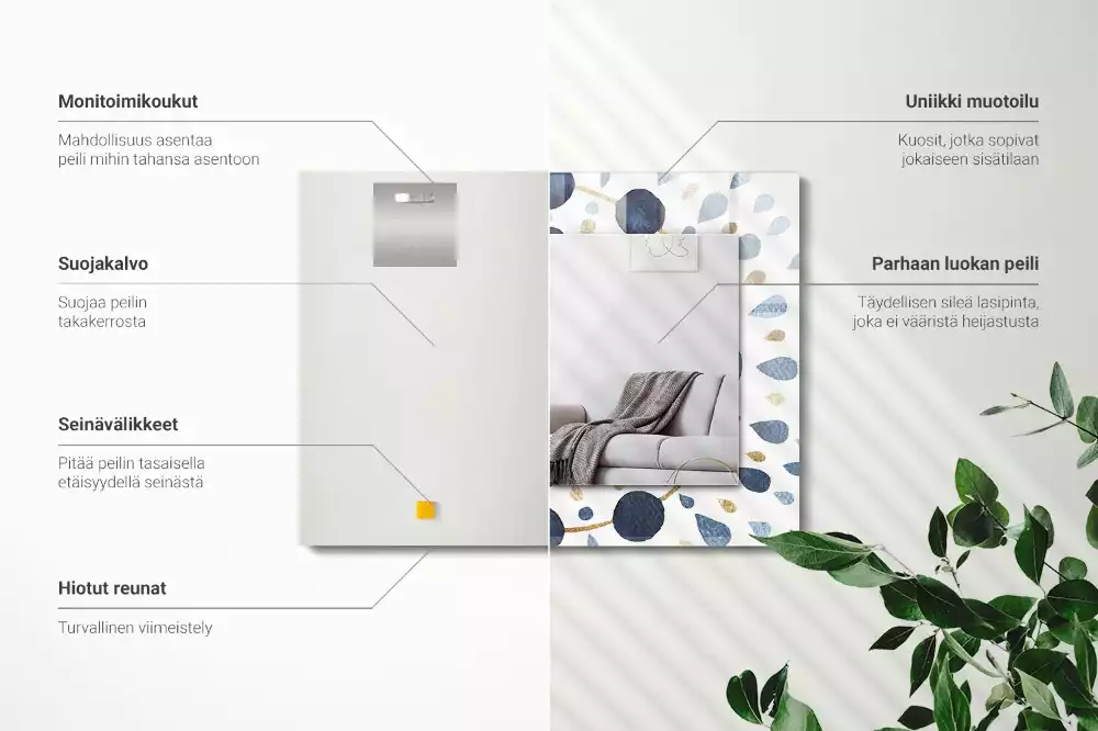 Rechthoekige spiegel met bedrukte lijst Abstract mandalapatroon