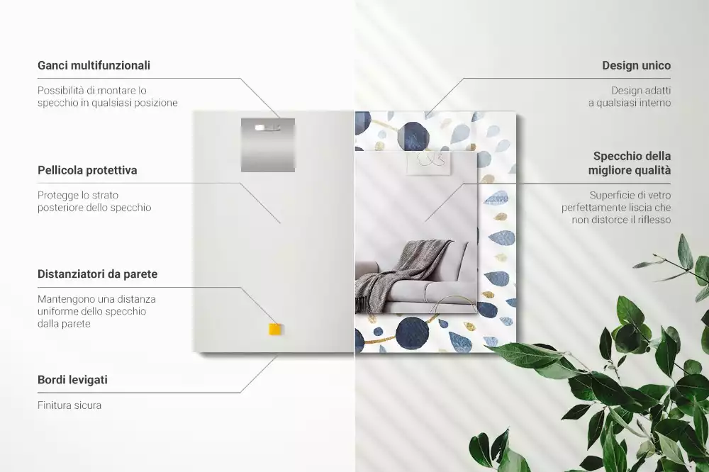 Rechthoekige spiegel met bedrukte lijst Abstract mandalapatroon