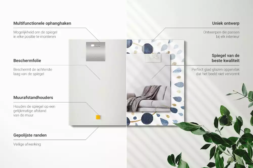 Rechthoekige spiegel met bedrukte lijst Abstract mandalapatroon