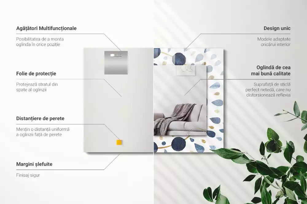 Rechthoekige spiegel met bedrukte lijst Abstract mandalapatroon