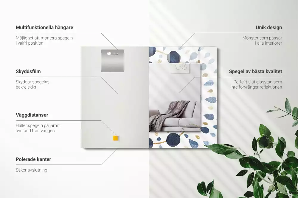 Rechthoekige spiegel met bedrukte lijst Abstract mandalapatroon