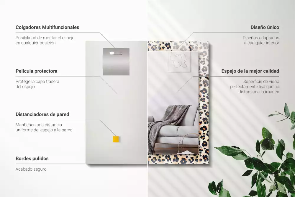 Rechthoekige spiegel met decoratie Luipaardpatroon