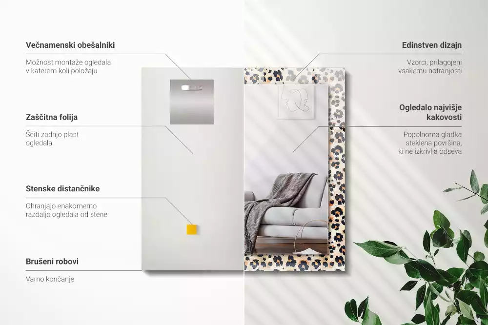 Rechthoekige spiegel met decoratie Luipaardpatroon