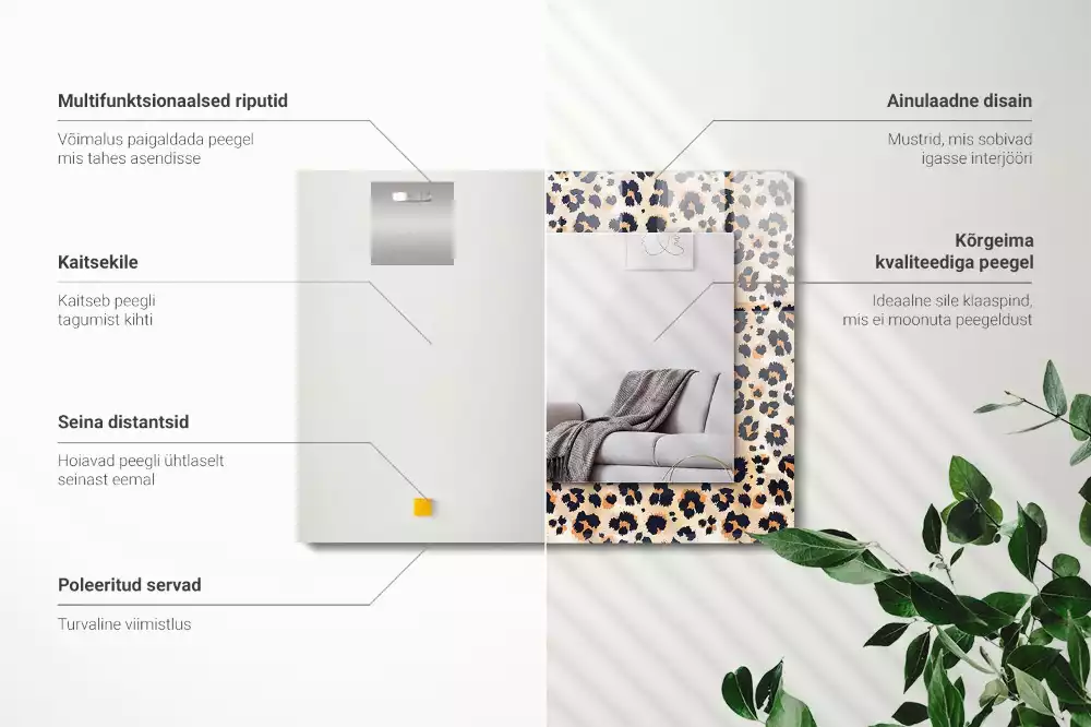 Rechthoekige spiegel met decoratie Luipaardpatroon