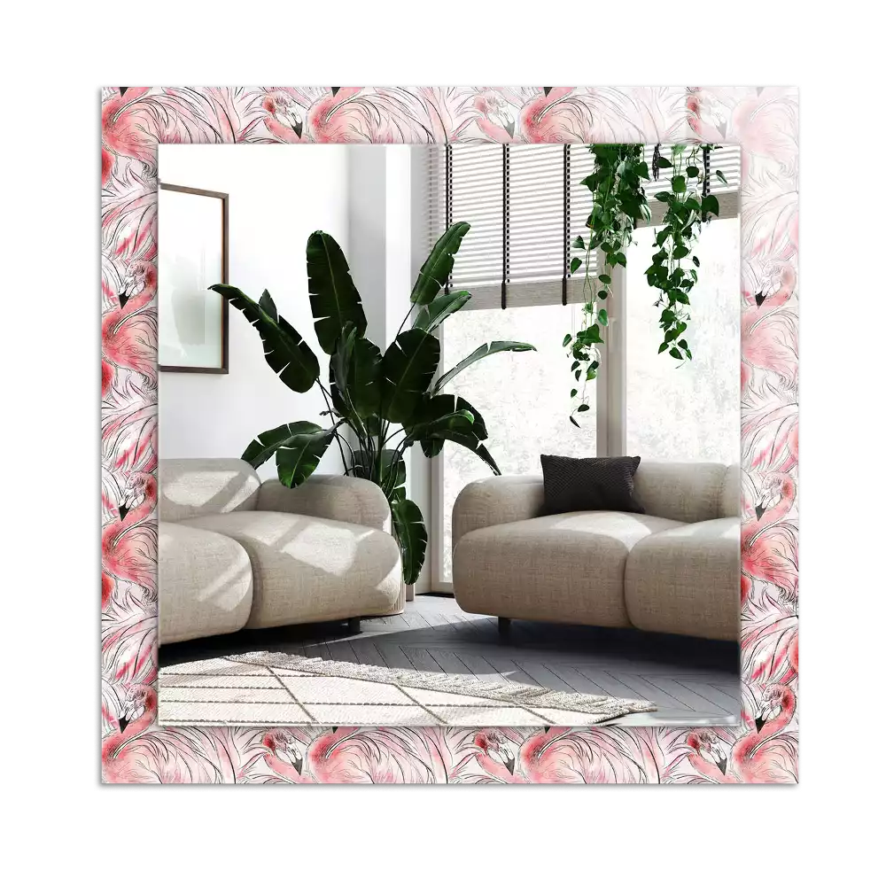 Bedrukte rechthoekige spiegel Roze flamingo's