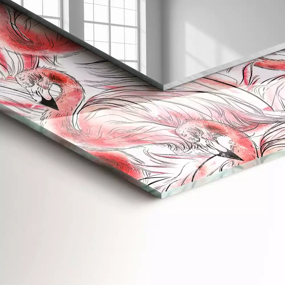 Bedrukte rechthoekige spiegel Roze flamingo's