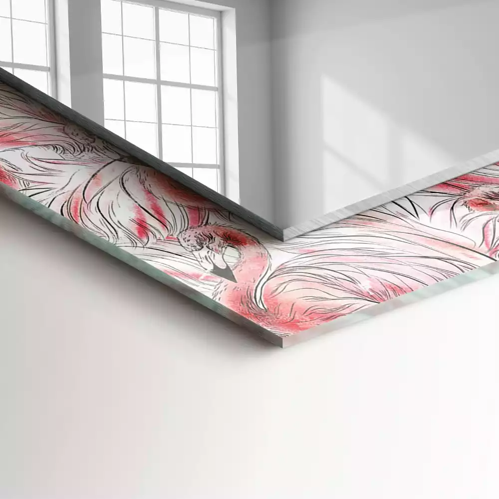 Bedrukte rechthoekige spiegel Roze flamingo's