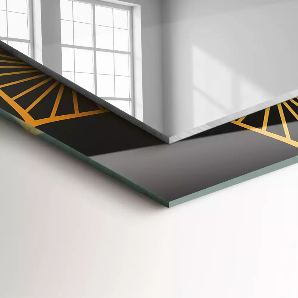 Rechthoekige spiegel met bedrukte lijst mandala patroon