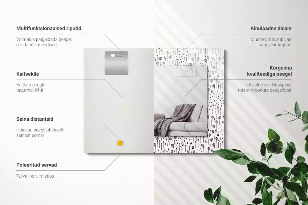 Bedrukte rechthoekige spiegel Minimalistische natuur