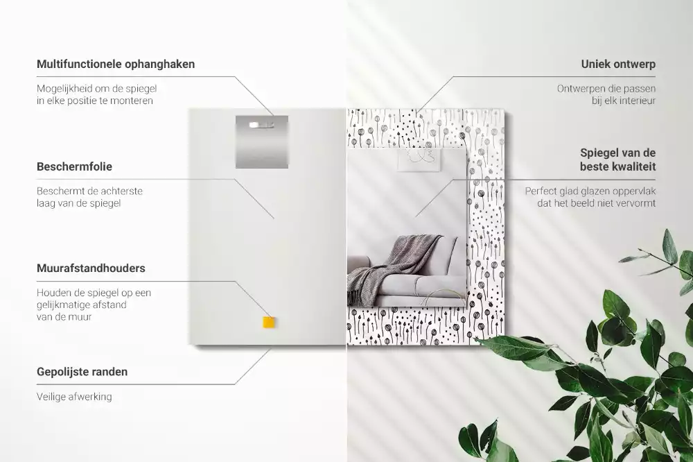 Bedrukte rechthoekige spiegel Minimalistische natuur