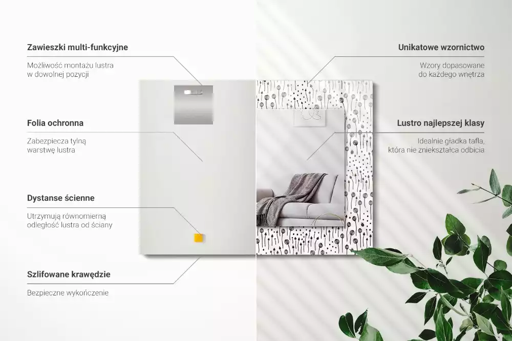 Bedrukte rechthoekige spiegel Minimalistische natuur