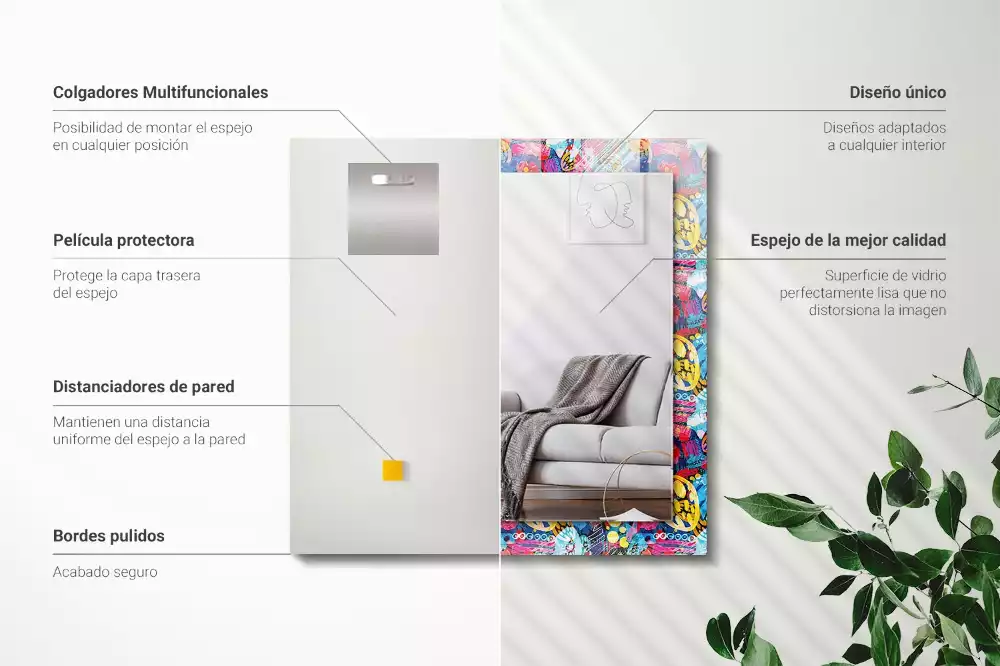 Rechthoekige spiegel met decoratie Kleurrijk abstract patroon