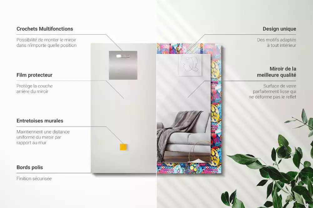 Rechthoekige spiegel met decoratie Kleurrijk abstract patroon