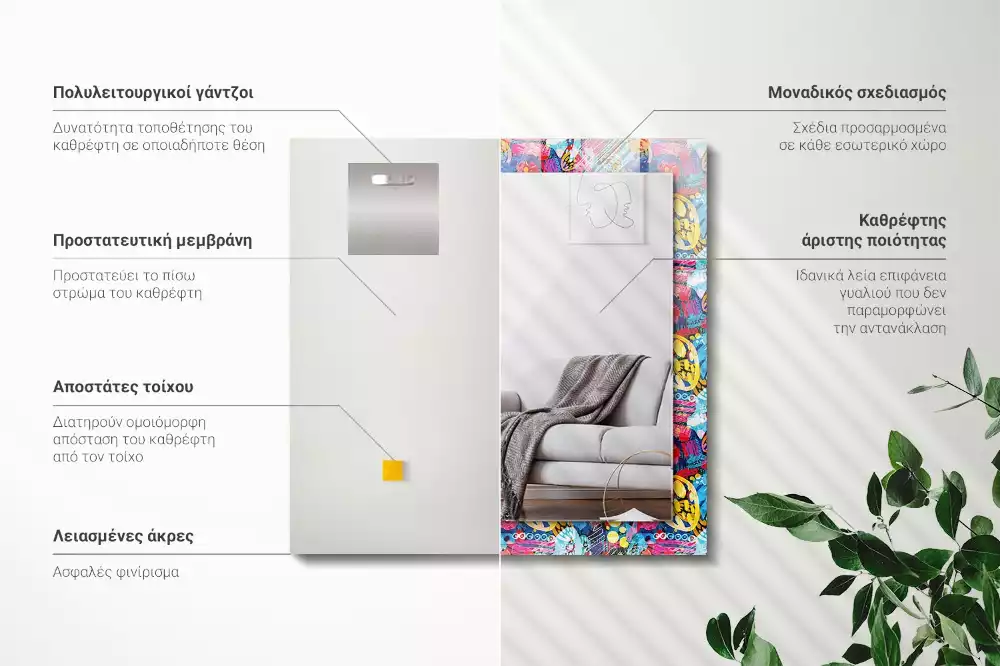 Rechthoekige spiegel met decoratie Kleurrijk abstract patroon