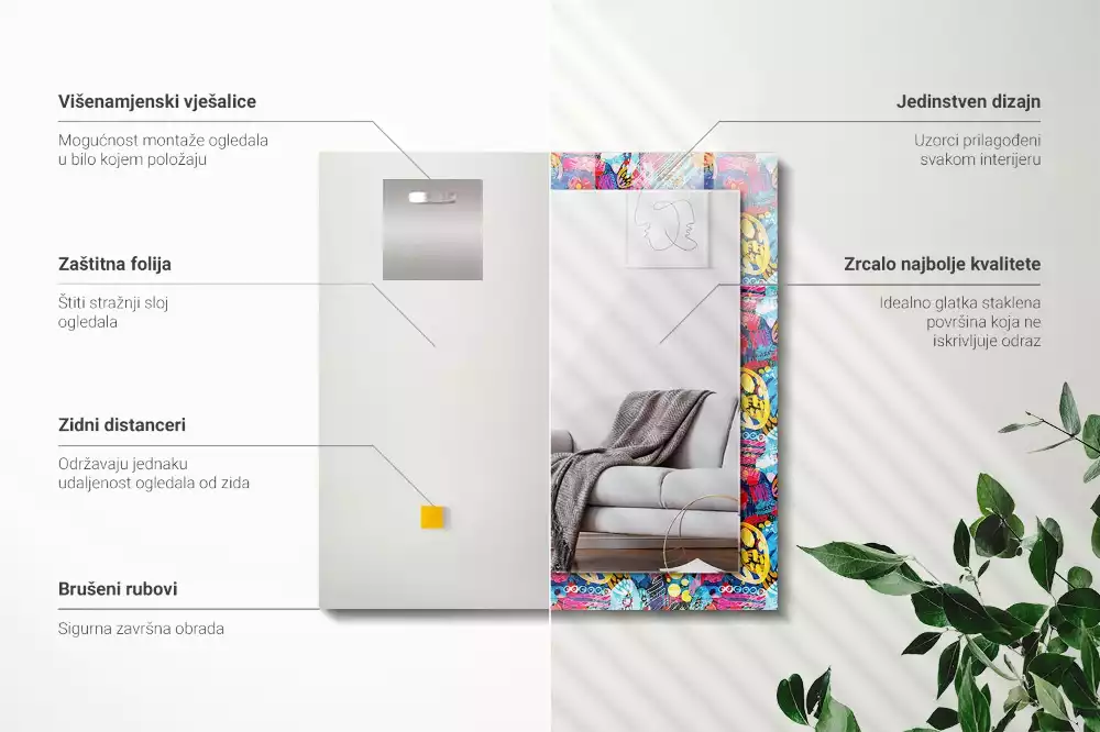 Rechthoekige spiegel met decoratie Kleurrijk abstract patroon