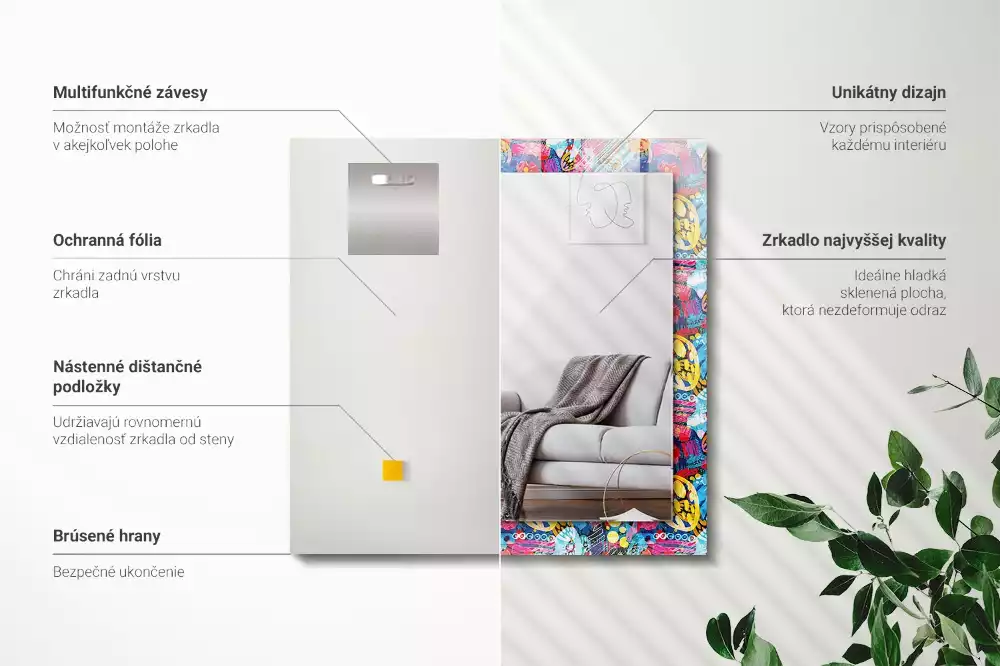 Rechthoekige spiegel met decoratie Kleurrijk abstract patroon