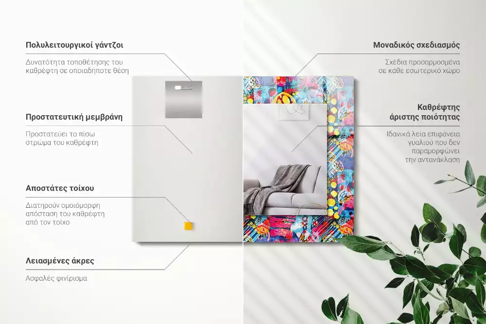 Rechthoekige spiegel met decoratie Kleurrijk abstract patroon