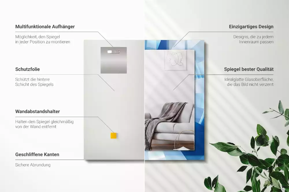 Rechthoekige spiegel lijst met print Abstracte tunnel