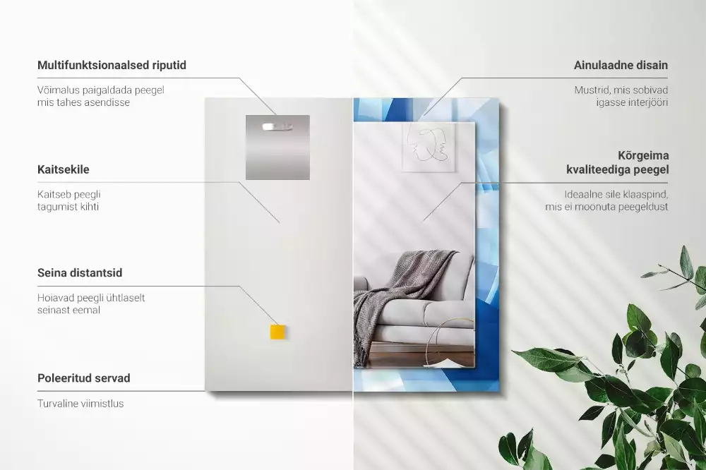 Rechthoekige spiegel lijst met print Abstracte tunnel