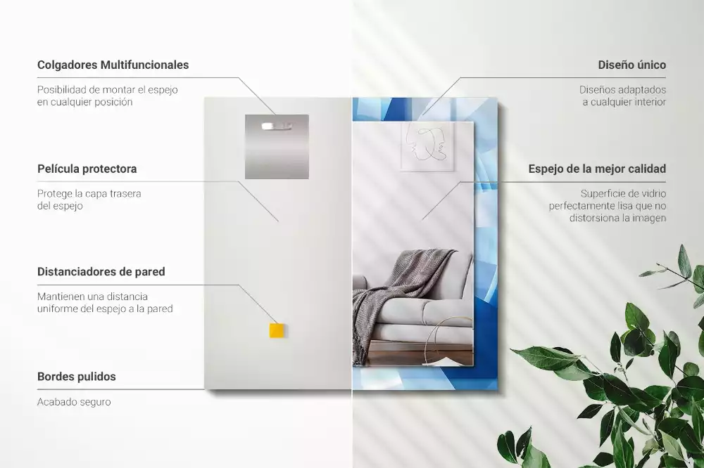 Rechthoekige spiegel lijst met print Abstracte tunnel