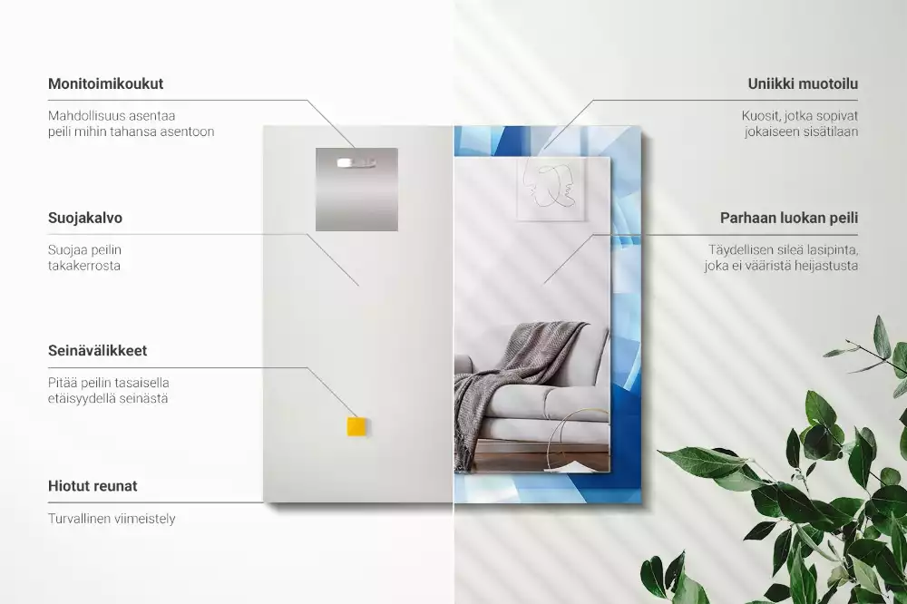 Rechthoekige spiegel lijst met print Abstracte tunnel