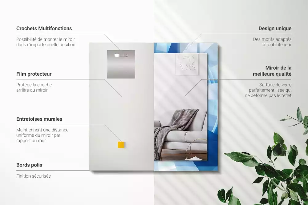 Rechthoekige spiegel lijst met print Abstracte tunnel