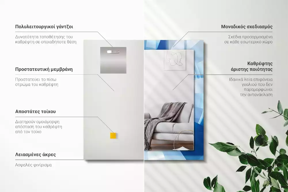 Rechthoekige spiegel lijst met print Abstracte tunnel