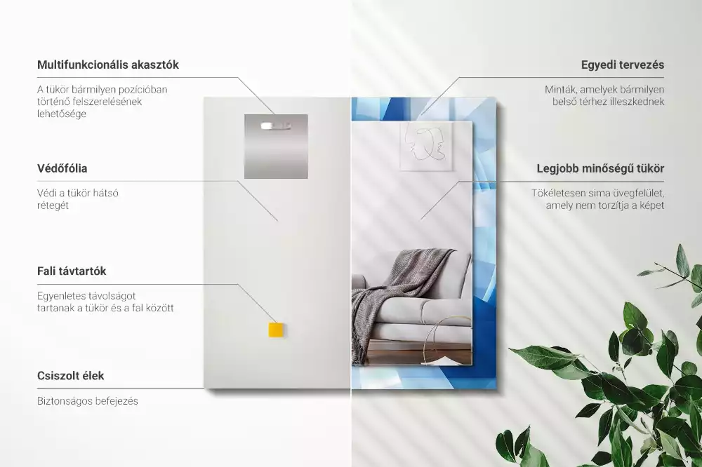 Rechthoekige spiegel lijst met print Abstracte tunnel