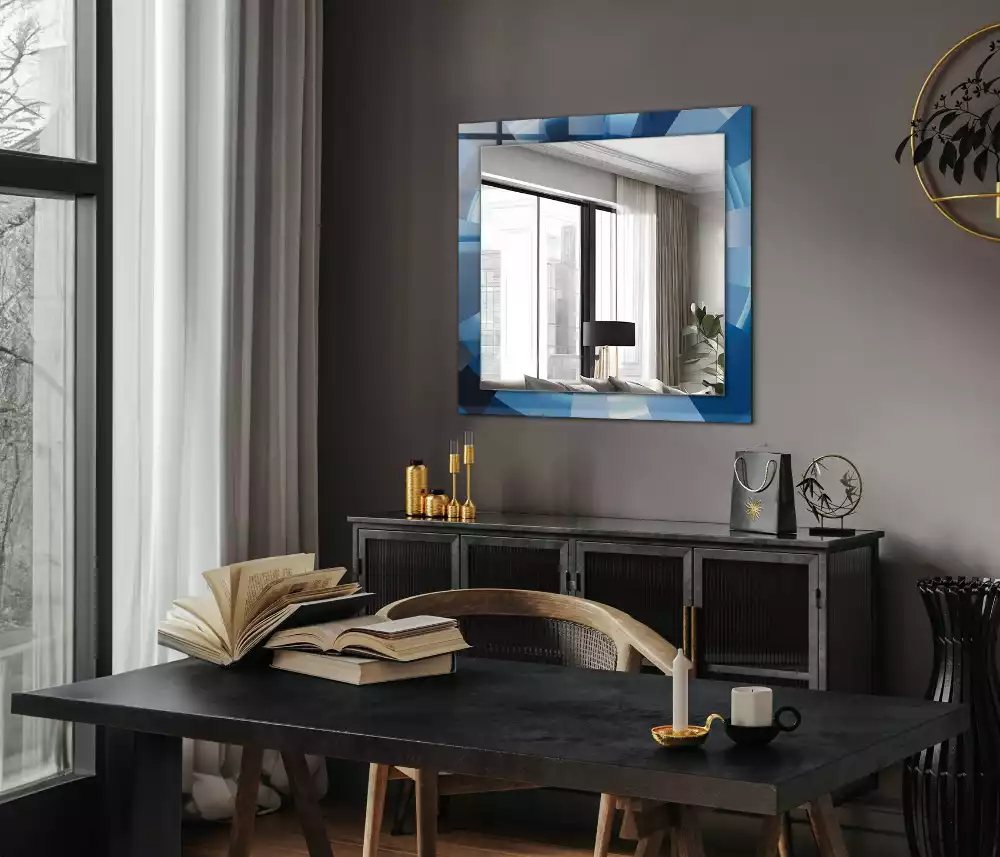 Rechthoekige spiegel lijst met print Abstracte tunnel