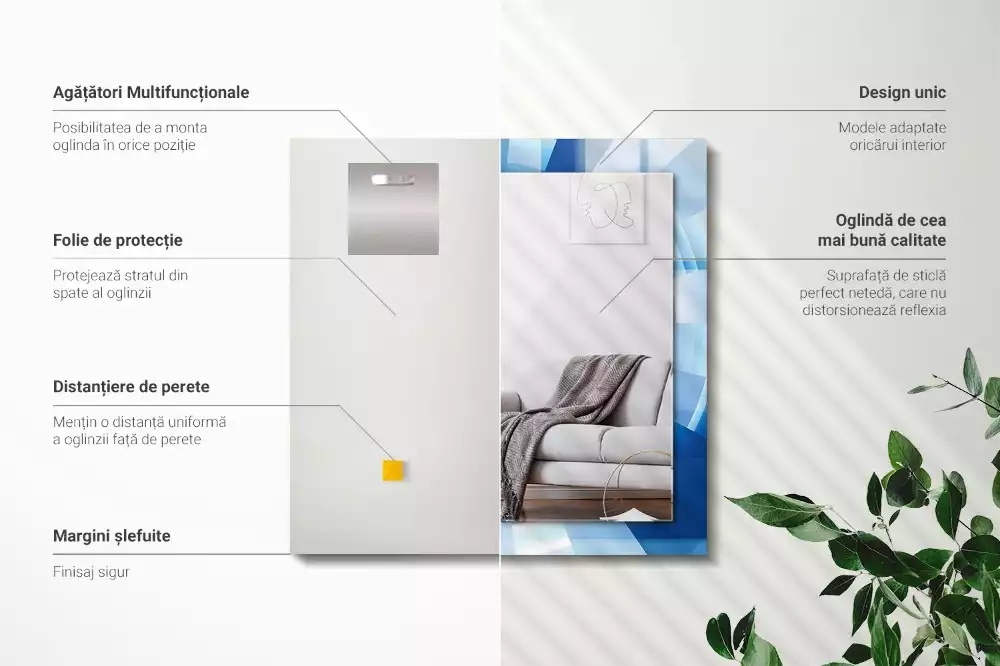 Rechthoekige spiegel lijst met print Abstracte tunnel