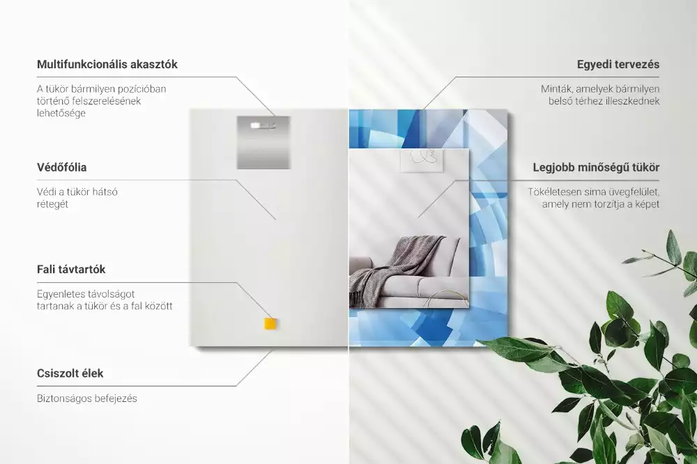 Rechthoekige spiegel lijst met print Abstracte tunnel