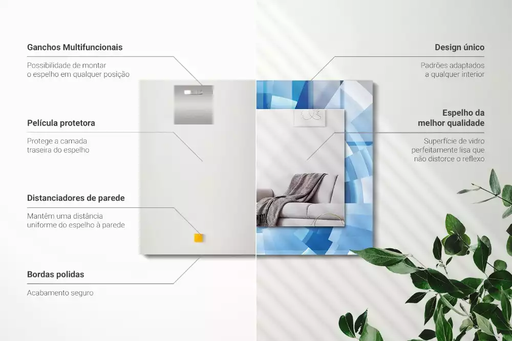 Rechthoekige spiegel lijst met print Abstracte tunnel