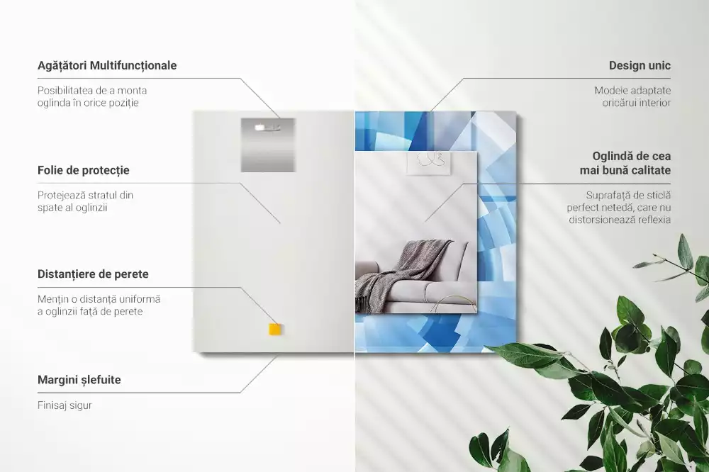 Rechthoekige spiegel lijst met print Abstracte tunnel