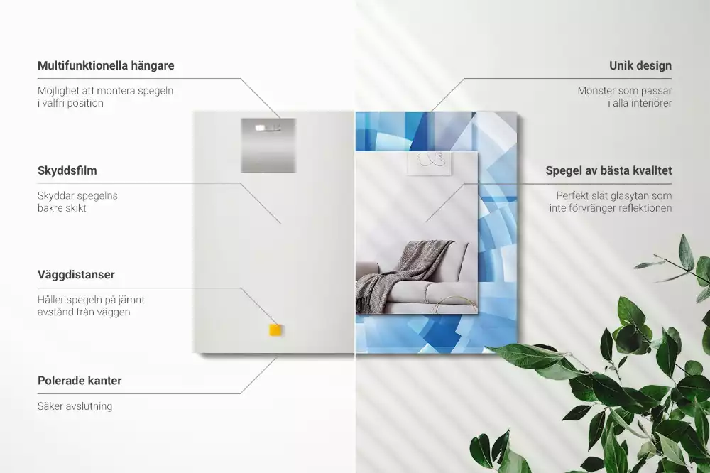 Rechthoekige spiegel lijst met print Abstracte tunnel