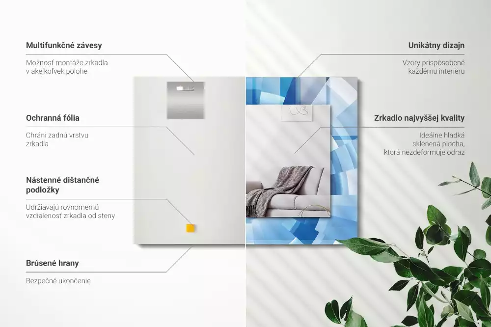 Rechthoekige spiegel lijst met print Abstracte tunnel