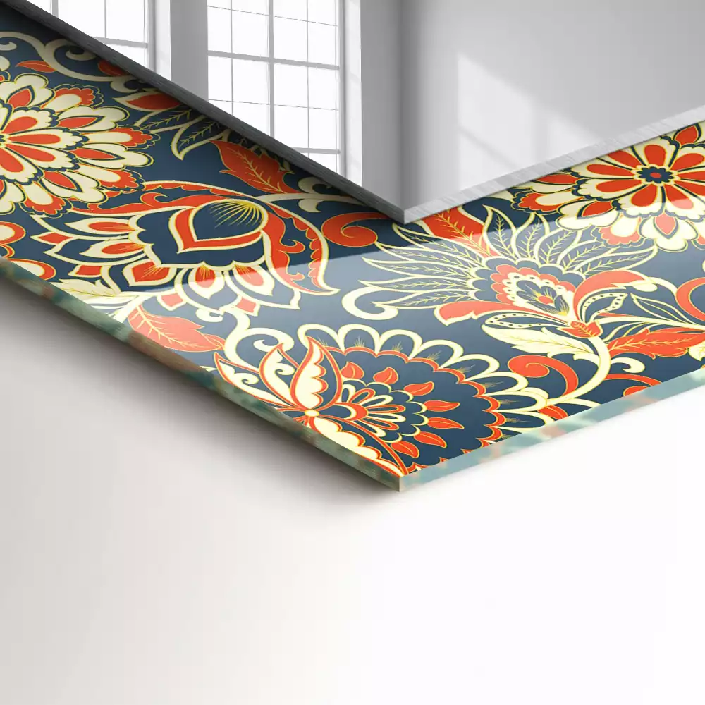 Bedrukte rechthoekige spiegel Bloemenbehangpatroon