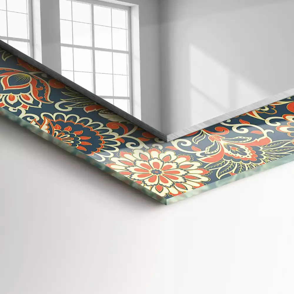 Bedrukte rechthoekige spiegel Bloemenbehangpatroon