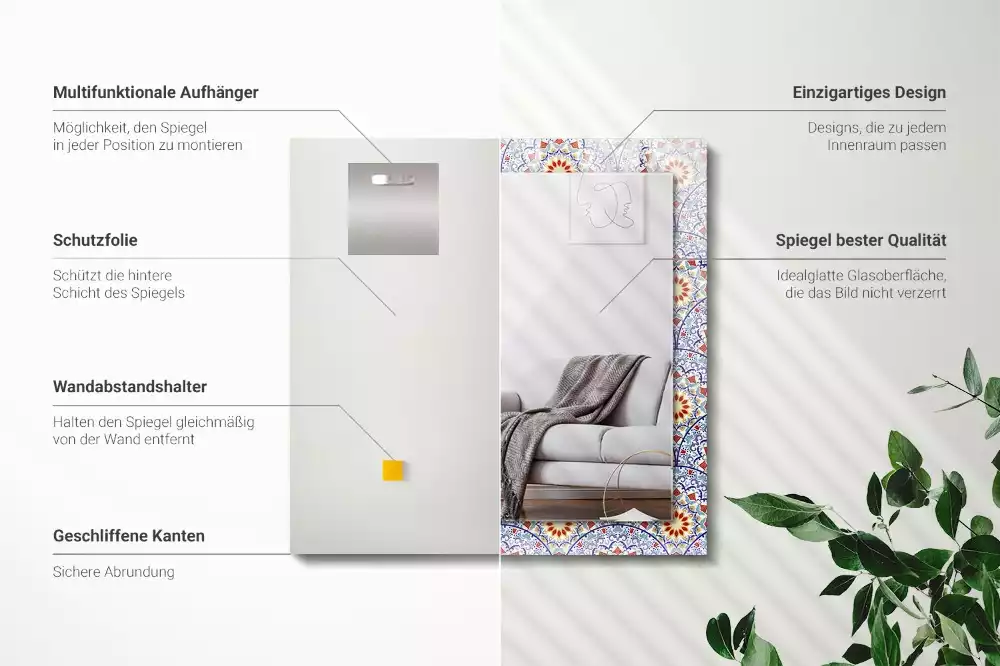 Rechthoekige spiegel met decoratie Mandala's